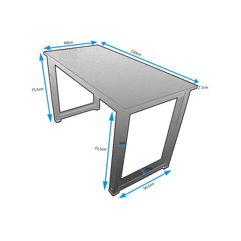 Biurko Loftowe Biało Brązowe Metalowe Nogi MEBLIVA Rular 120 x 60 cm